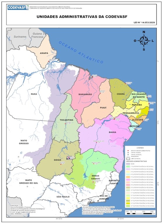 Mapa das Unidades Administrativas da Codevasf
