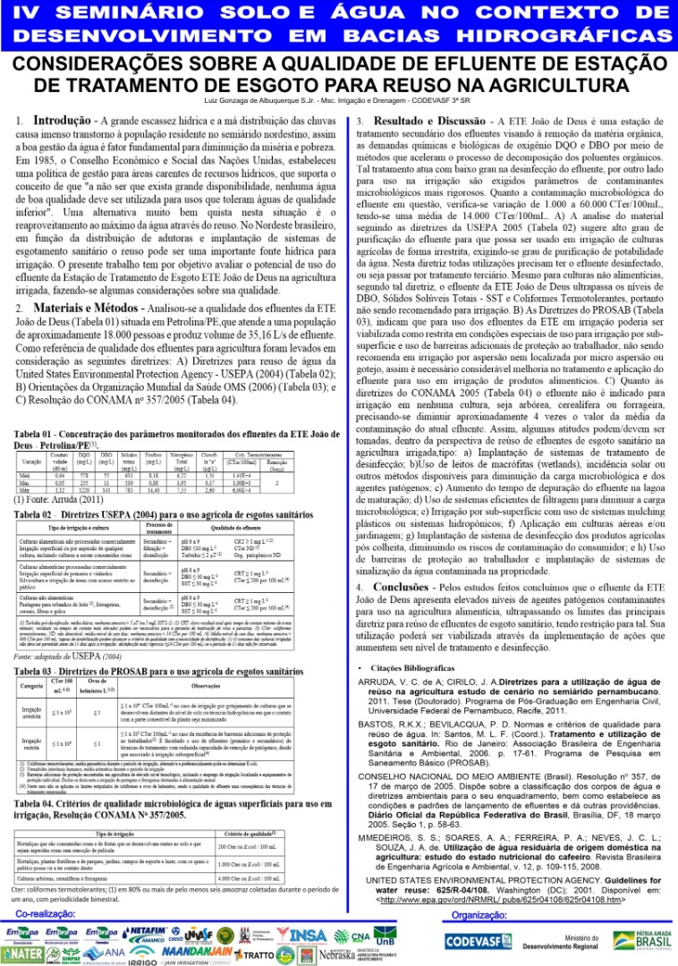 28 - Considerações sobre a qualidade de efluente de estação de tratamento de esgoto para reúso na agricultura.JPG
