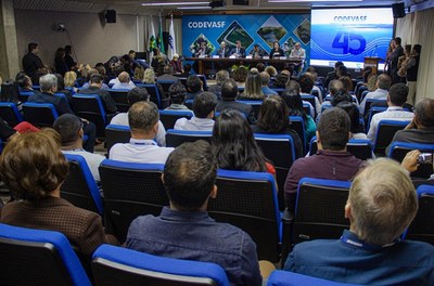 Cerimônia de 45 anos da Codevasf realizada na sede da empresa, em Brasília, e transmitida por videoconferência para as Superintendências Regionais. Cerimônia de 45 anos da Codevasf realizada na sede da empresa, em Brasília, e transmitida por videoconferência para as Superintendências Regionais.